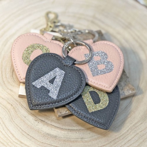 Alphabet Personalised Heart Faux Leather Keyring